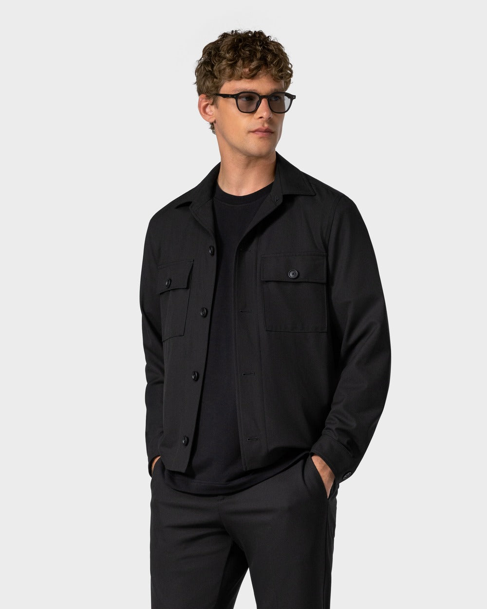 JC 01 Essence Black – overshirt jacket in black Traveller Weave, photo 2