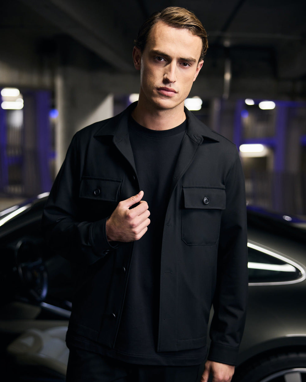 JC 01 Essence Black – overshirt jacket in black Traveller Weave, photo 5