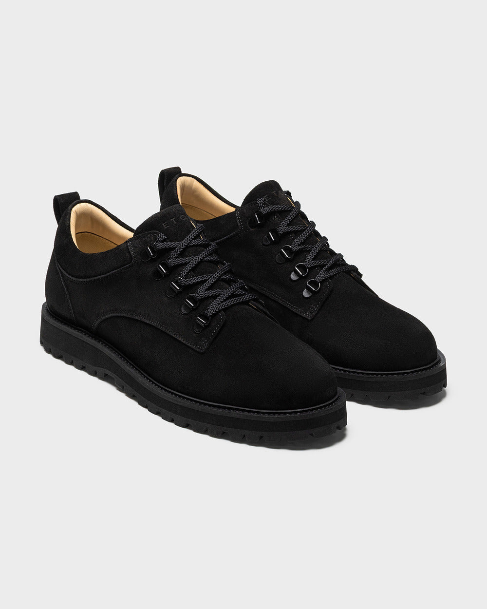 LB 01 Suede All Black – hiker lace-up shoes in black suede, photo 3