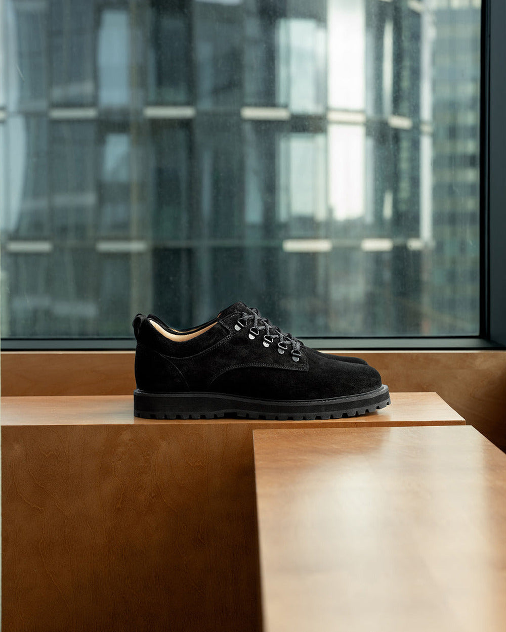 LB 01 Suede All Black – hiker lace-up shoes in black suede, photo 6