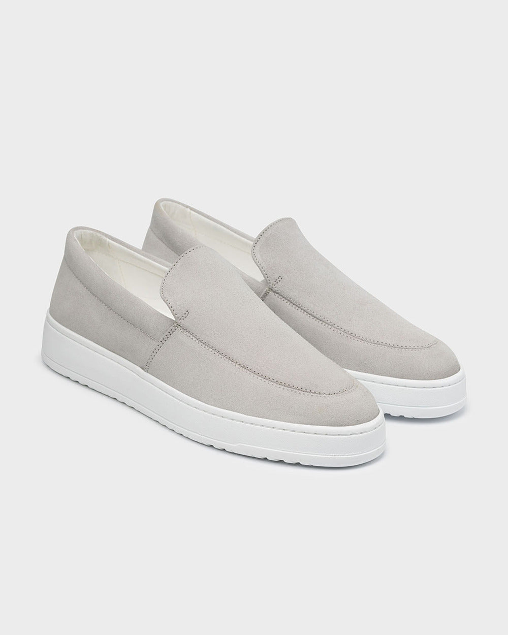 LS 01 Suede Cement Grey – loafers in grey suede, photo 5