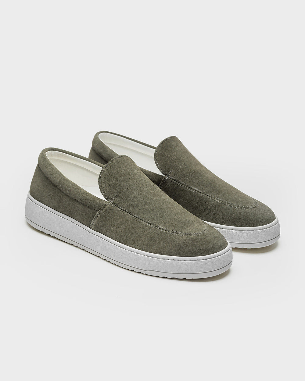 LS 01 Suede Vetiver Green – loafers in green suede, photo 4