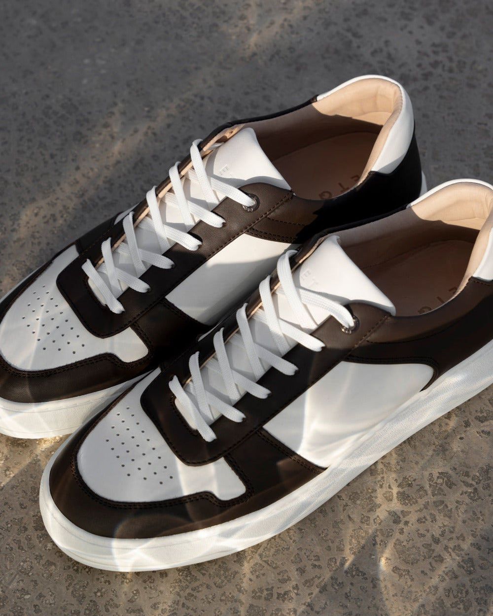 LT 07 Premium Nappa White / Chocolate – sneakers in white and brown nappa leather, photo 5