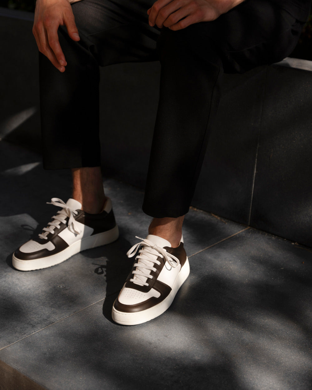 LT 07 Premium Nappa White / Chocolate – sneakers in white and brown nappa leather, photo 7