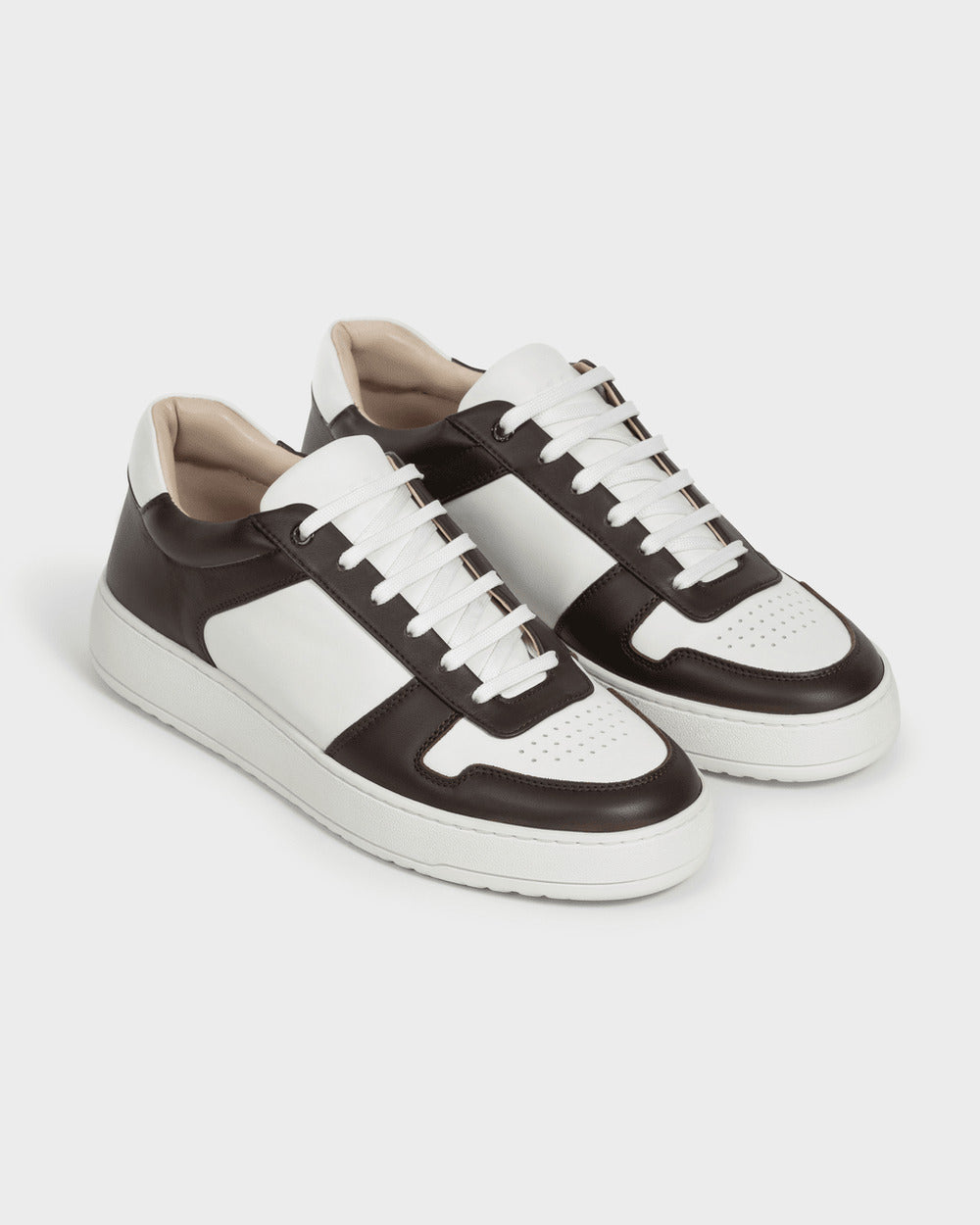LT 07 Premium Nappa White / Chocolate – sneakers in white and brown nappa leather, photo 14