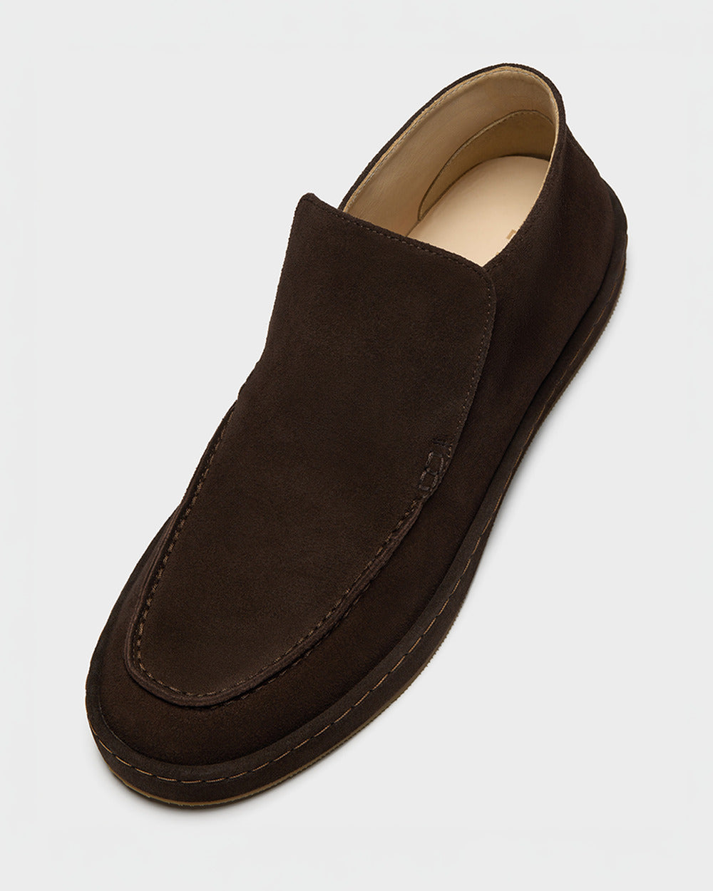 ML 02 Full Suede Chocolate – mid loafers in brown suede, photo 6