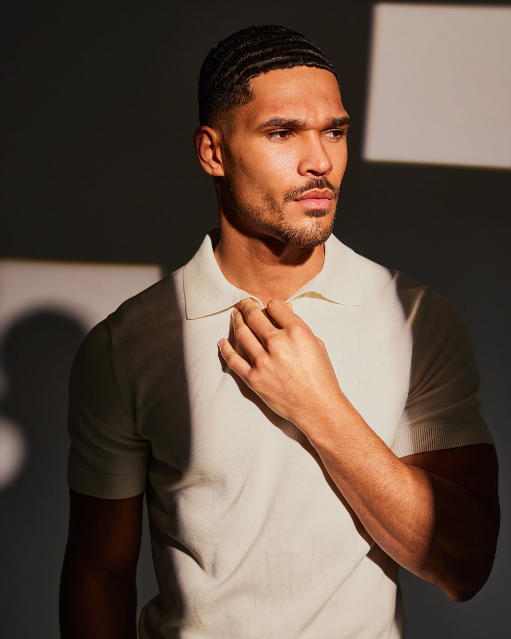 PO 05 Tailored Buttonless Off White – knitted polo in white cotton and silk, photo 9