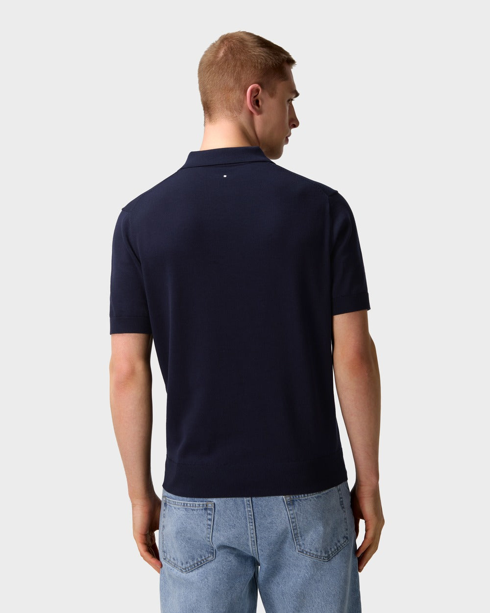 PO 04/PO 05 Tailored Blueberry – knitted polo in blue cotton and silk