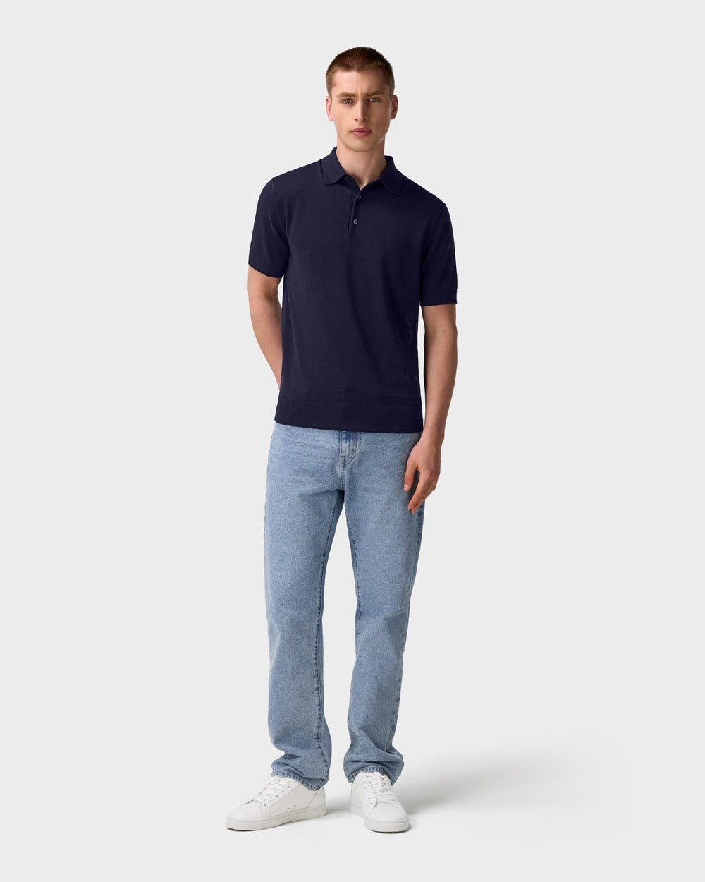 PO 04 Tailored Blueberry – knitted polo in blue cotton and silk, photo 12