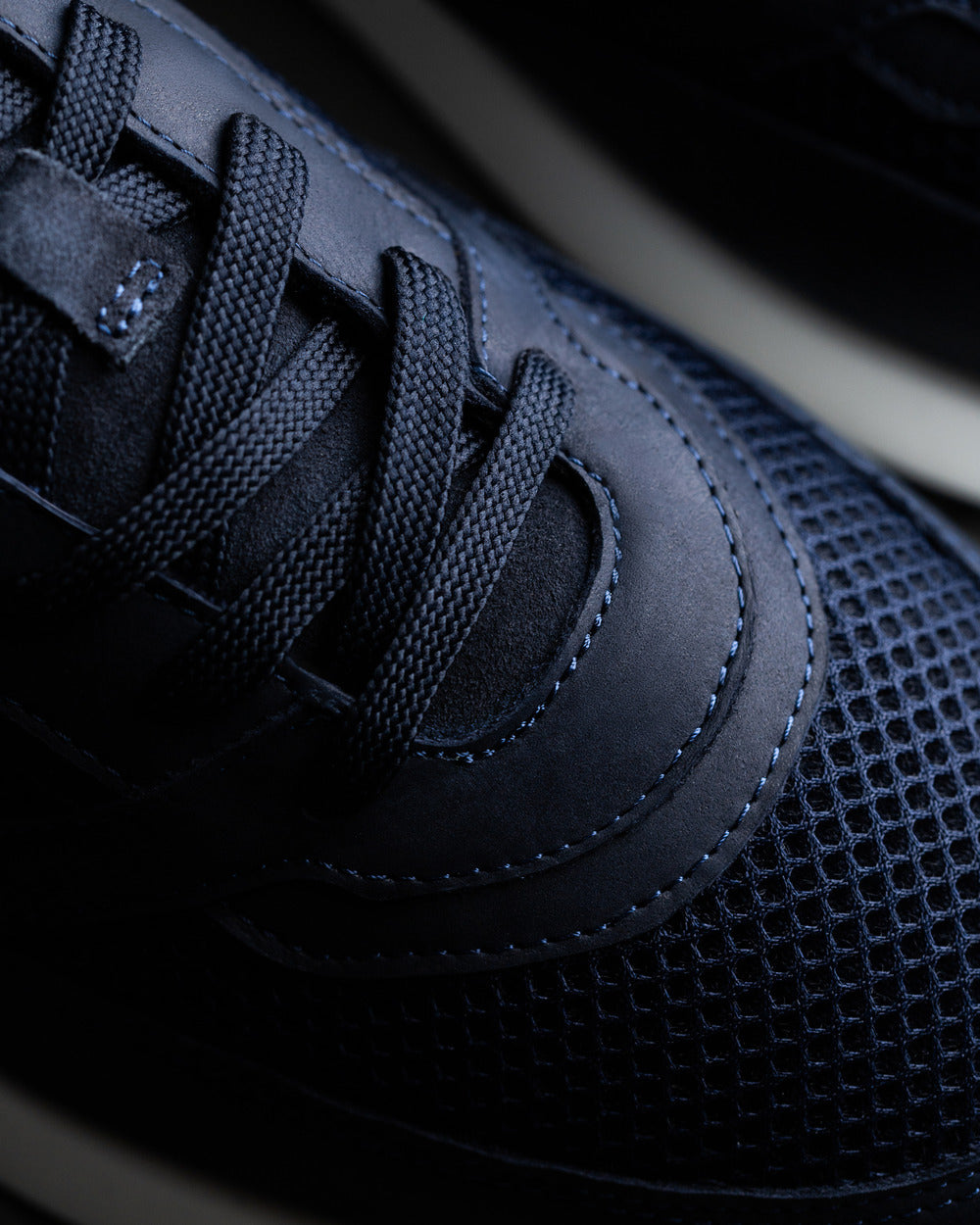 RS 01 Lightweight Blueberry – runner sneakers in blue nubuck leather and mesh, photo 10