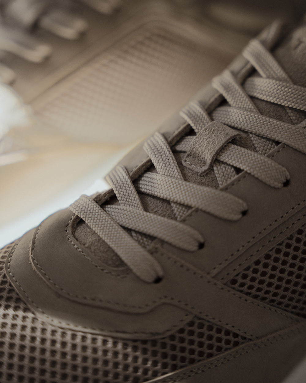 RS 01 Lightweight Desert Taupe – runner sneakers in taupe nubuck leather and mesh, photo 9