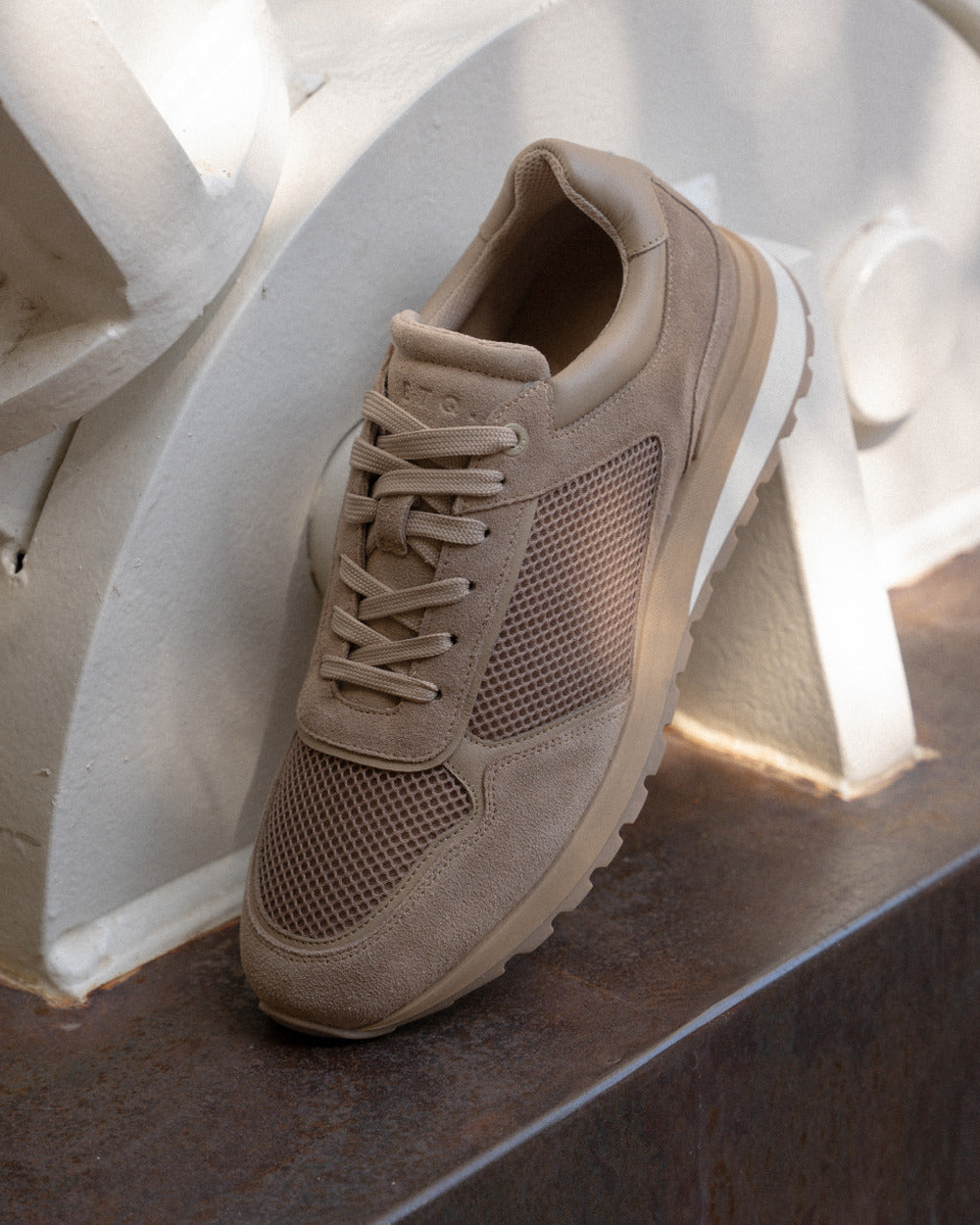 RS 03 Desert Taupe – runner sneakers in taupe suede and mesh, photo 5