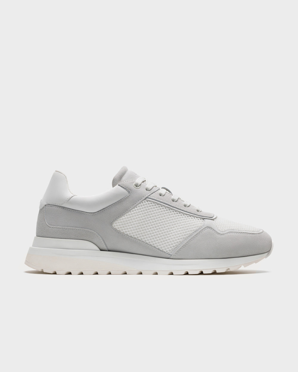 RS 03 White / Cement Grey – runner sneakers in white and grey suede and mesh