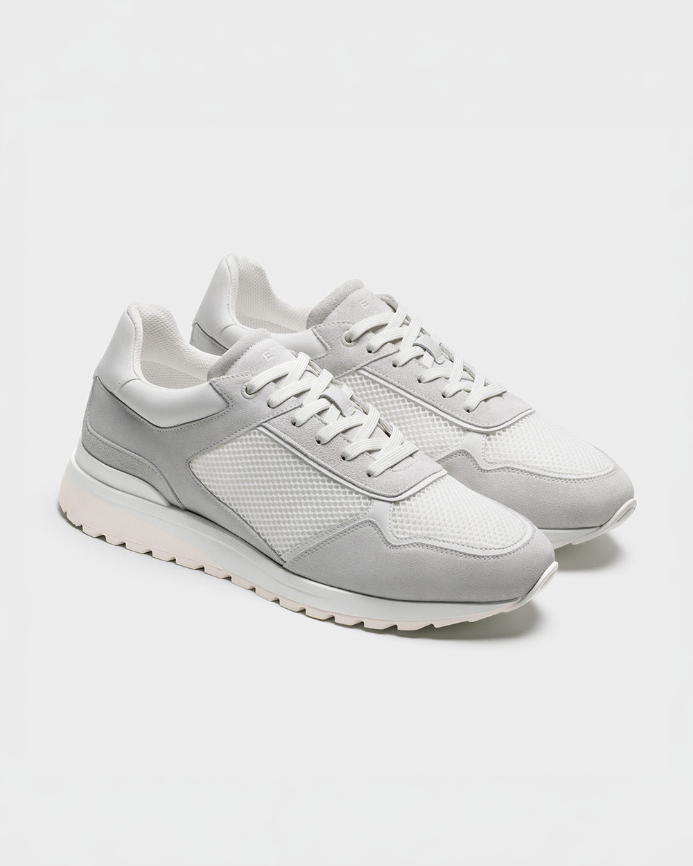 RS 03 White / Cement Grey – runner sneakers in white and grey suede and mesh, photo 8