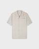SH 04 Jacquard Sand – short sleeve shirt in beige cotton jacquard
