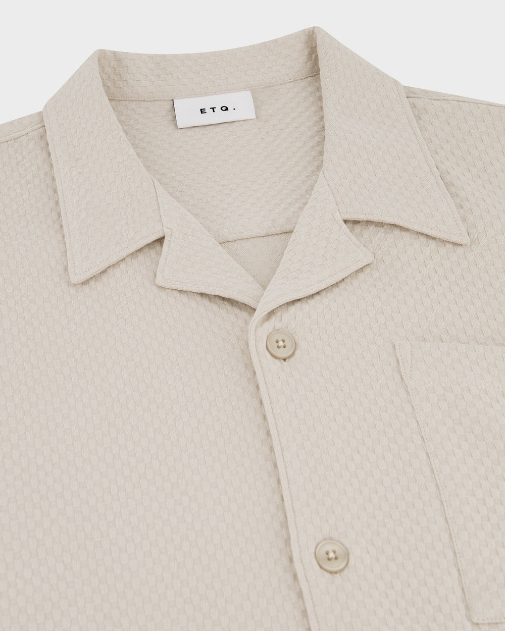 SH 04 Jacquard Sand – short sleeve shirt in beige cotton jacquard, detail
