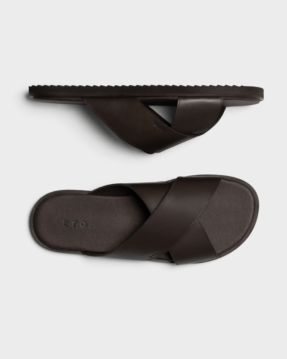 SL 03 Full Grain Chocolate – cross strap slides in brown full grain leather, photo 9