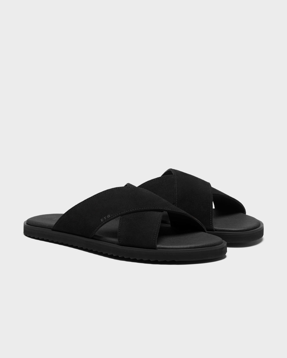 SL 03 Suede Black – cross strap slides in black suede, photo 7