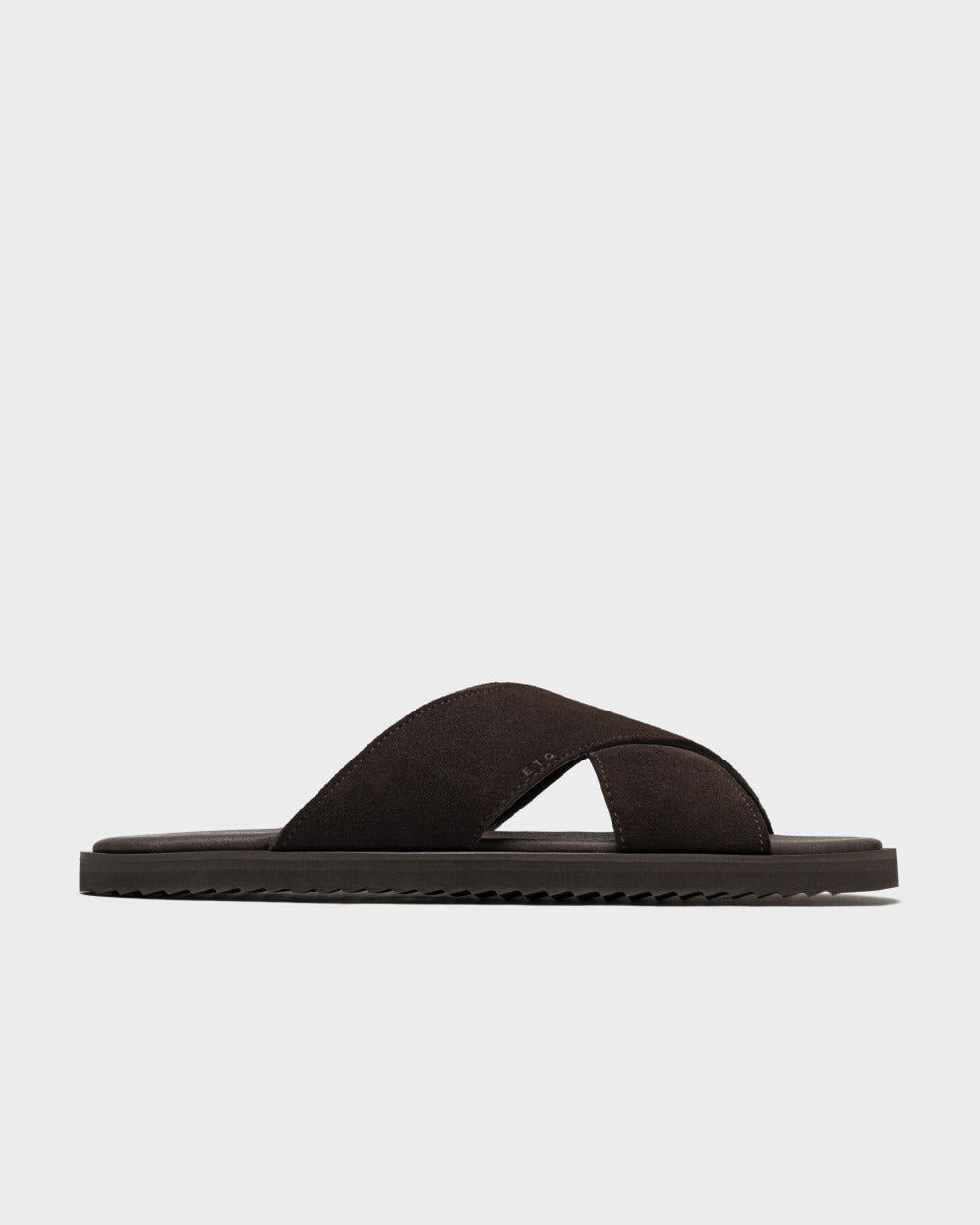 SL 03 Suede Chocolate – cross strap slides in brown suede