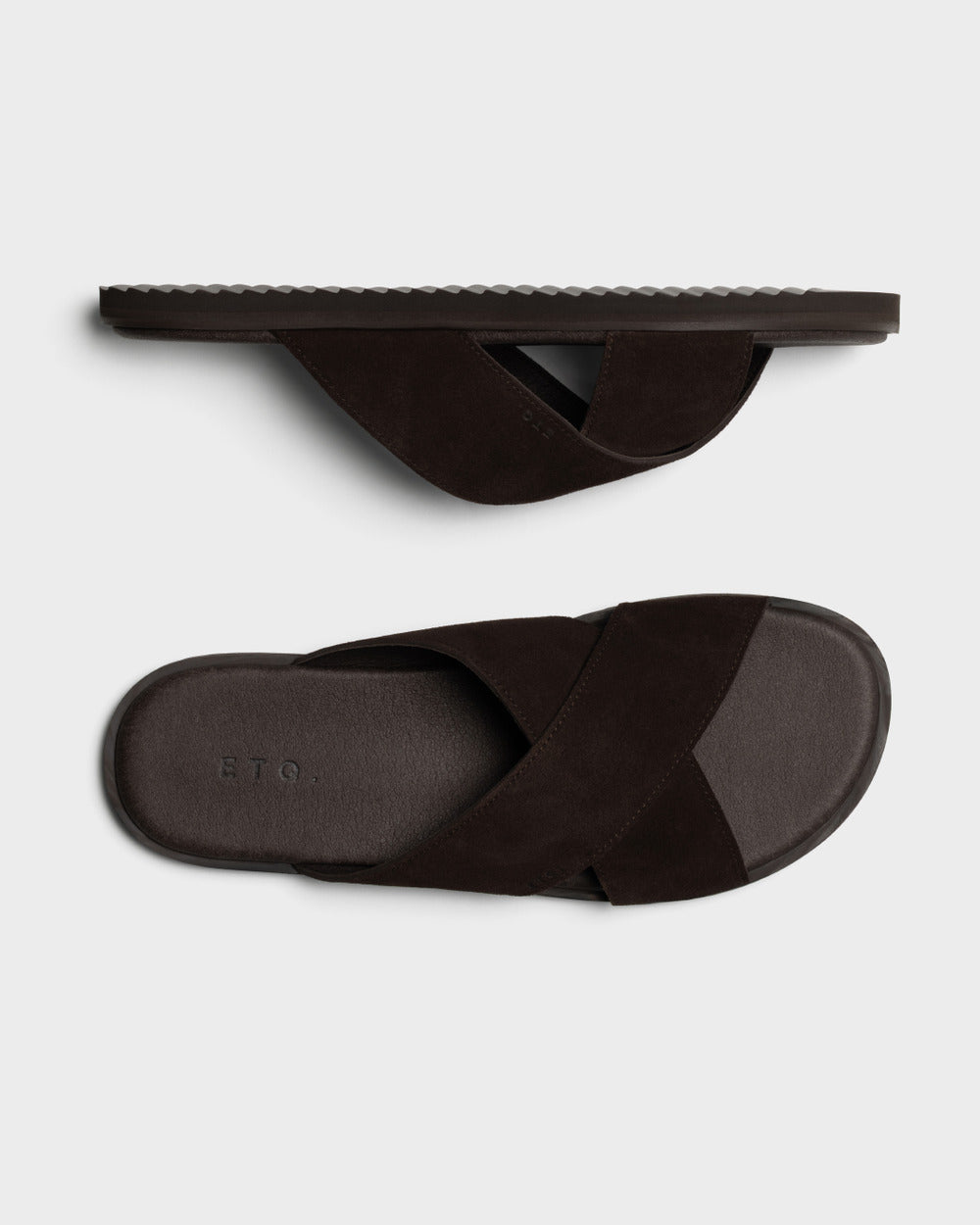 SL 03 Suede Chocolate – cross strap slides in brown suede, photo 6