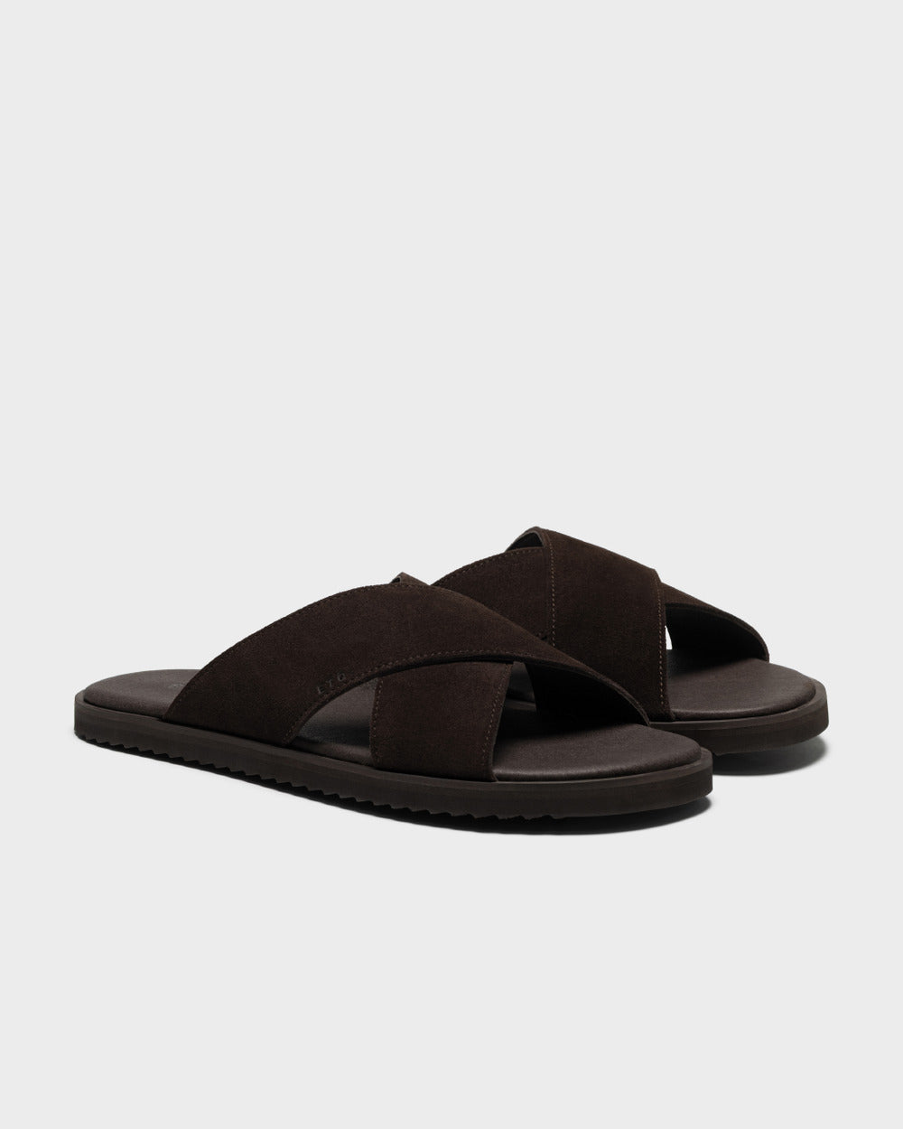 SL 03 Suede Chocolate – cross strap slides in brown suede, photo 7