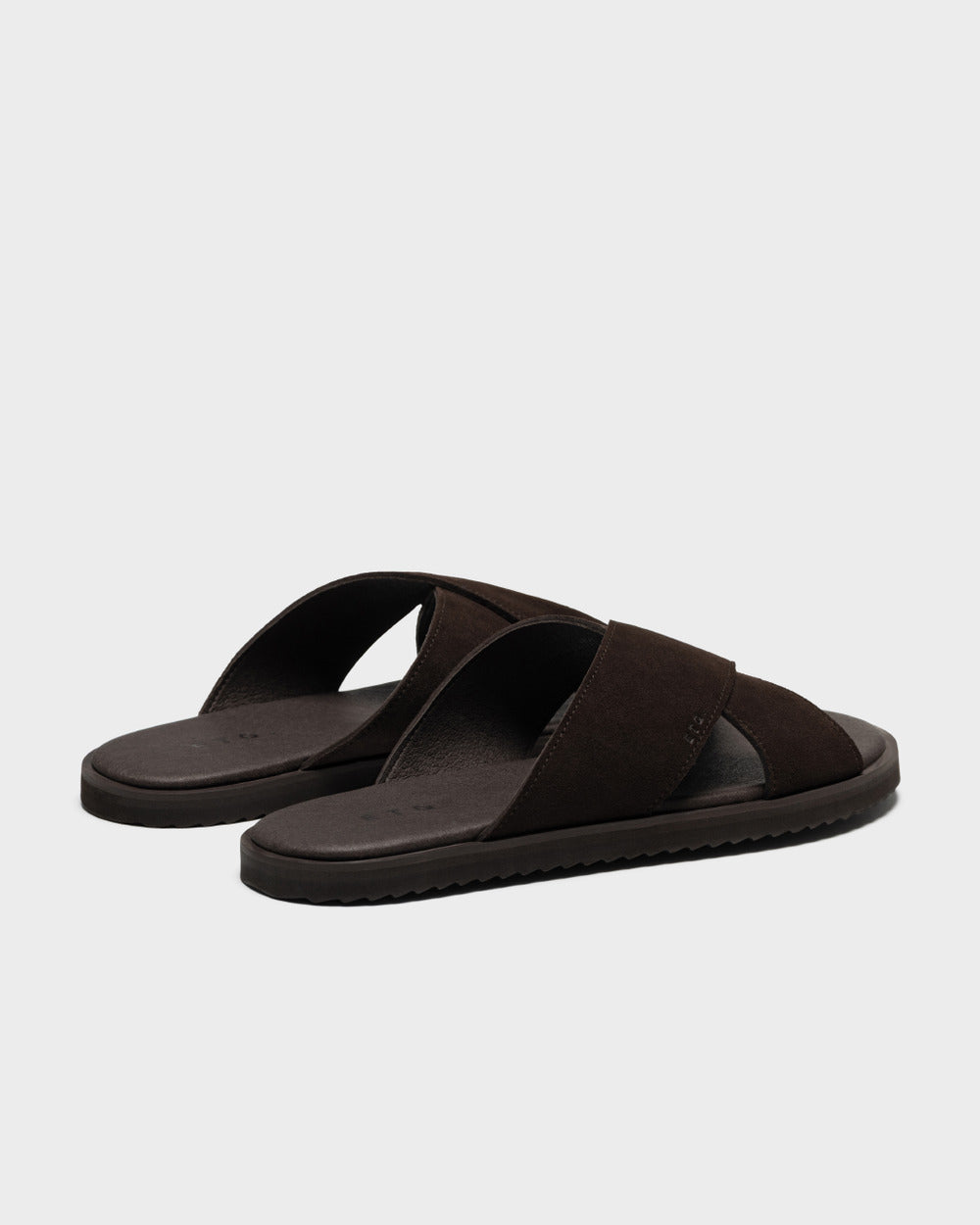 SL 03 Suede Chocolate – cross strap slides in brown suede, photo 9