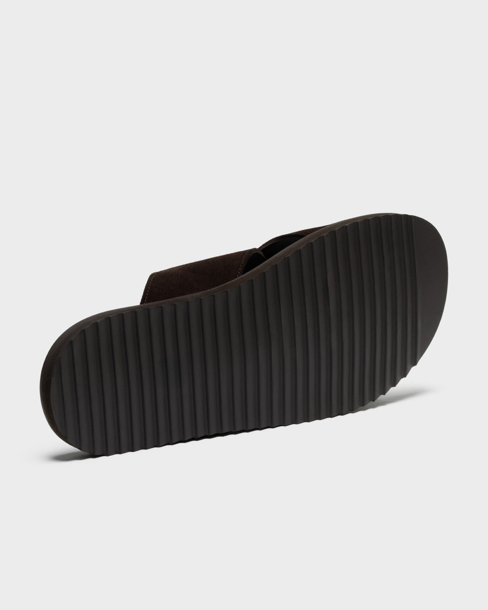 SL 03 Suede Chocolate – cross strap slides in brown suede, photo 10