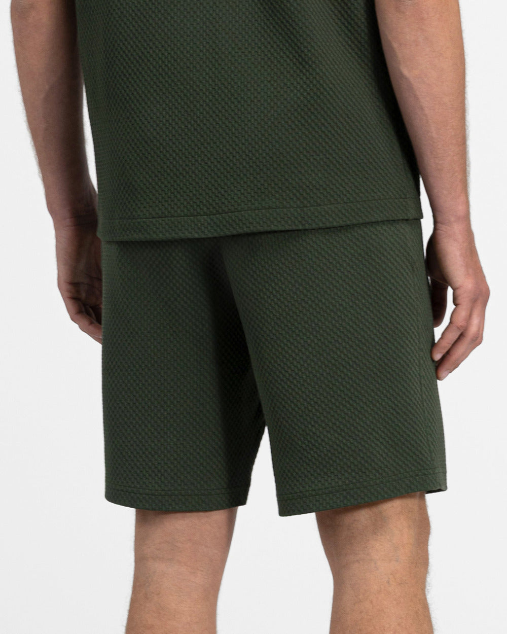 ST 02 Jacquard Forest Green – shorts in green cotton jacquard, photo 4