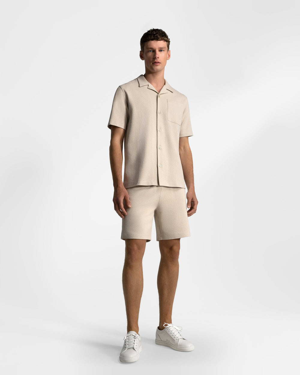 ST 02 Jacquard Sand – shorts in beige cotton jacquard, photo 5