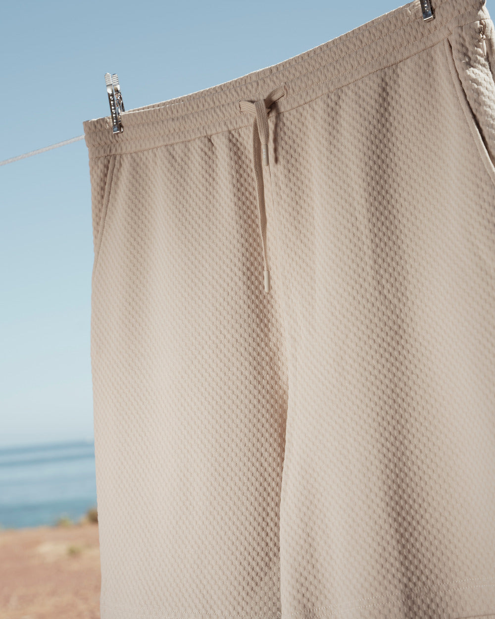 ST 02 Jacquard Sand – shorts in beige cotton jacquard, photo 6