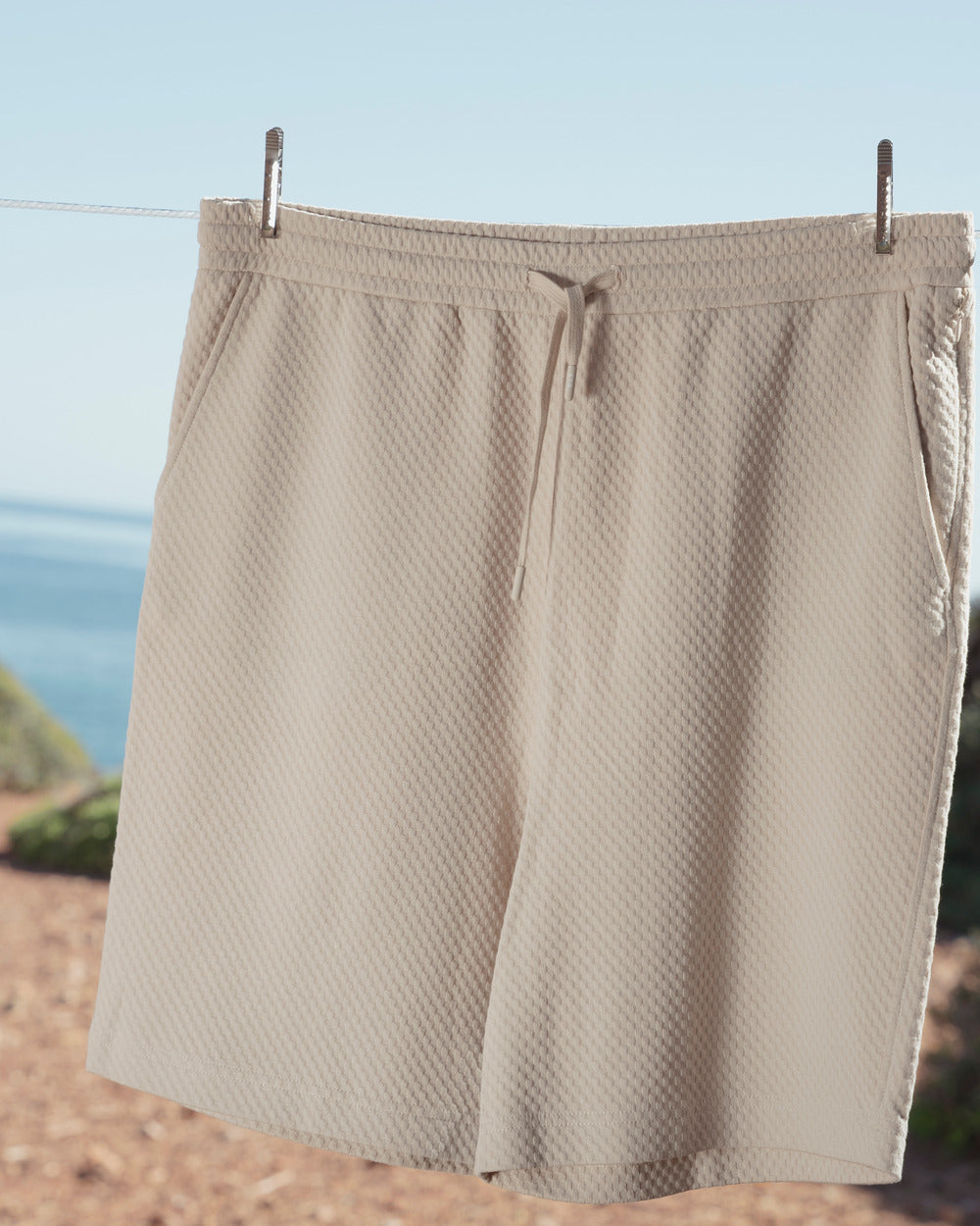 ST 02 Jacquard Sand – shorts in beige cotton jacquard, photo 7