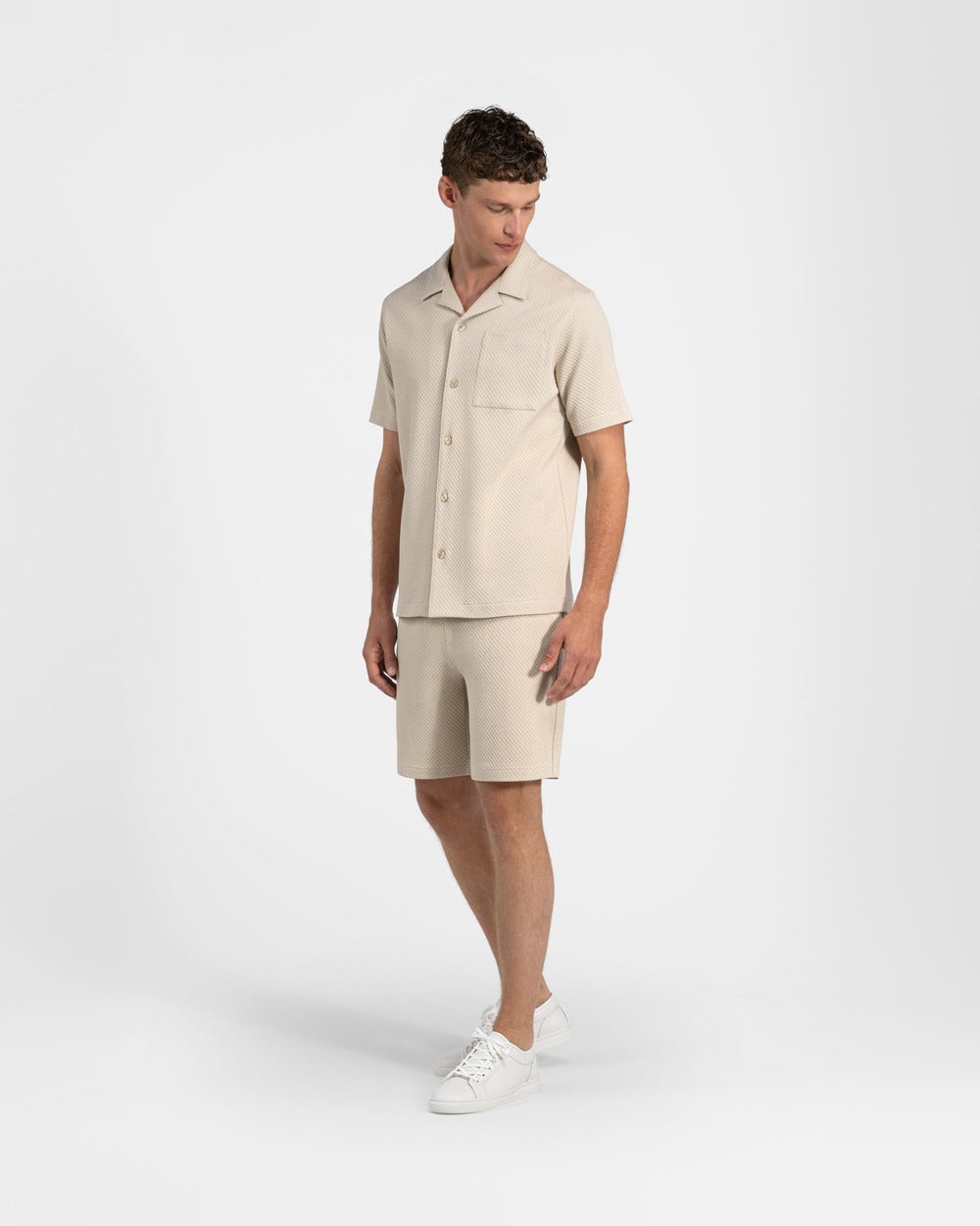 ST 02 Jacquard Sand – shorts in beige cotton jacquard, photo 11