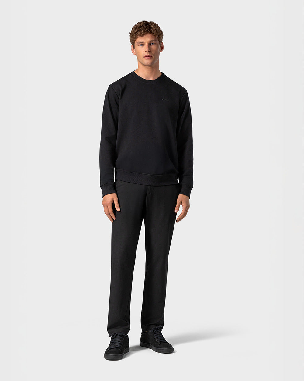 SW 01 Marked Black 2.0 – sweatshirt in black stretch cotton, photo 16