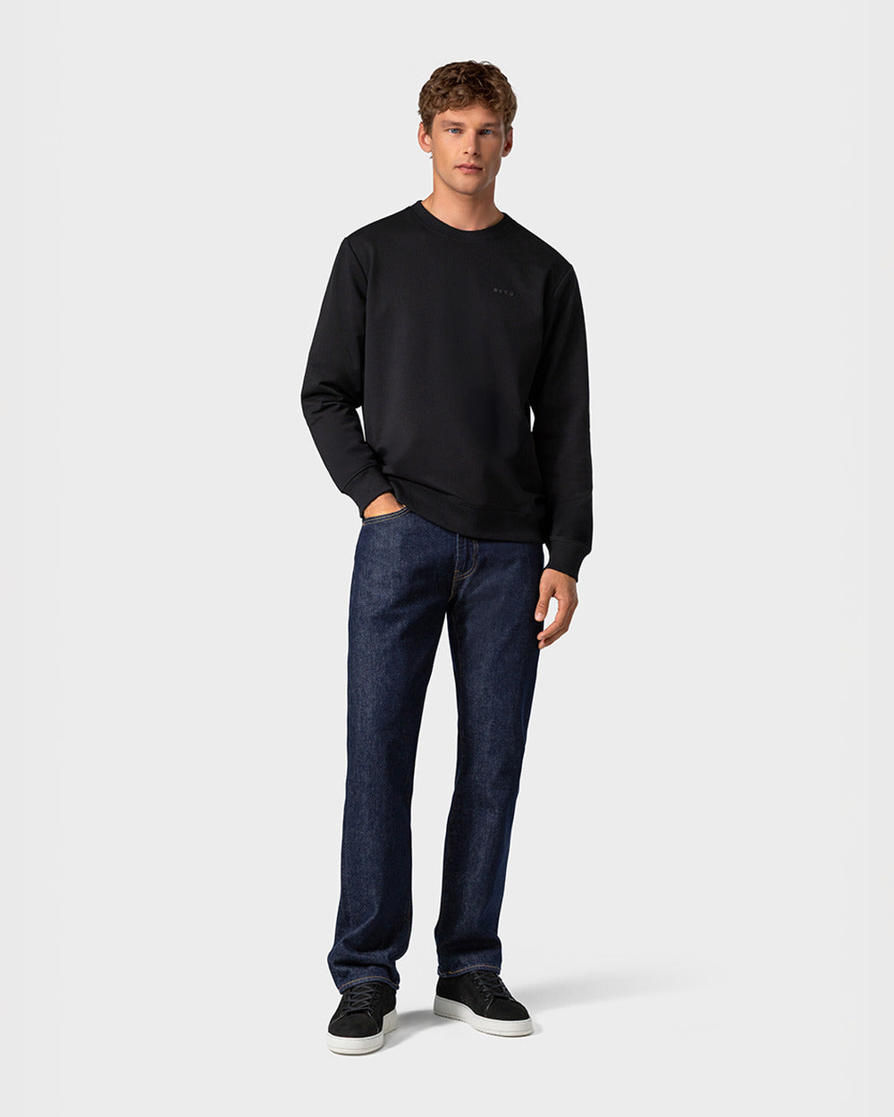 SW 01 Marked Black 2.0 – sweatshirt in black stretch cotton, photo 18