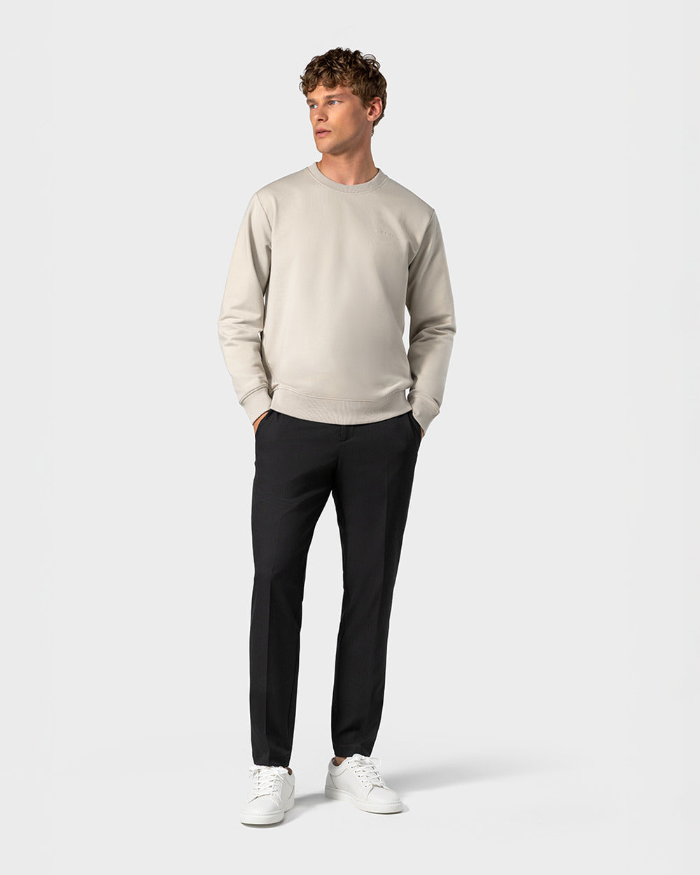SW 01 Marked Sand 2.0 – sweatshirt in beige stretch cotton, photo 9