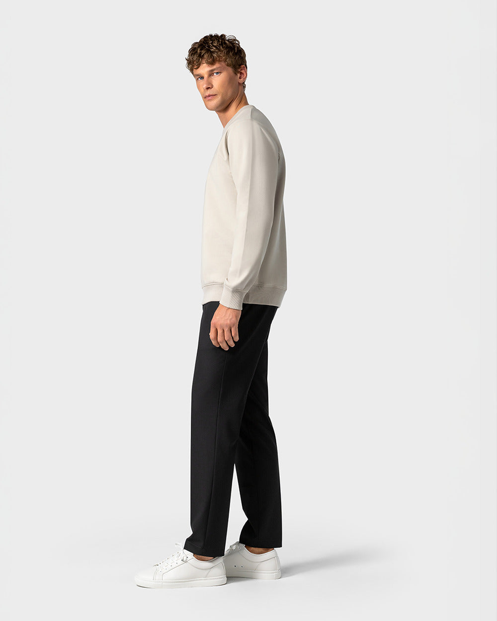 SW 01 Marked Sand 2.0 – sweatshirt in beige stretch cotton, photo 10