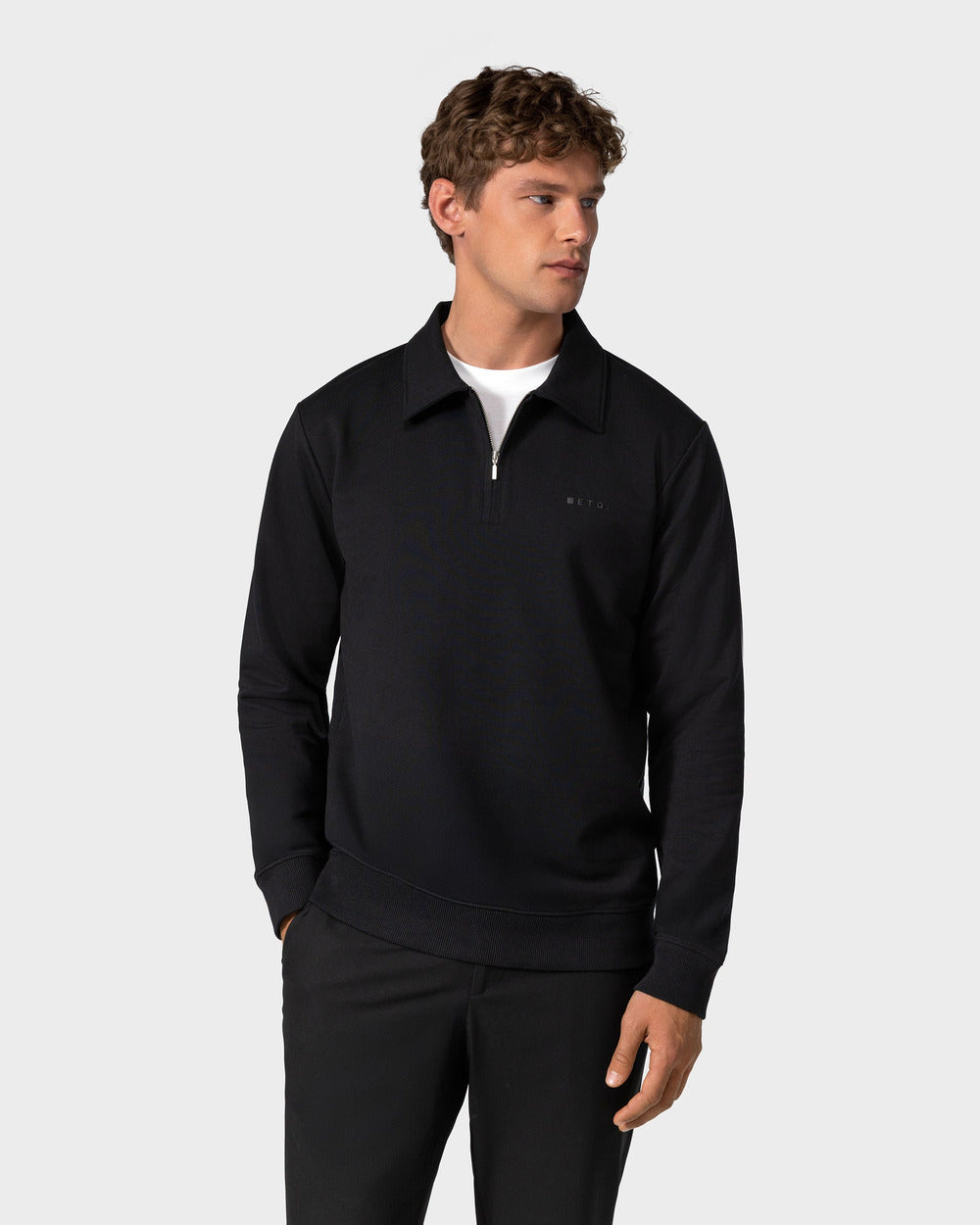 SW 02 Marked Half Zip Black 2.0 – half zip sweatshirt in black stretch cotton, photo 8
