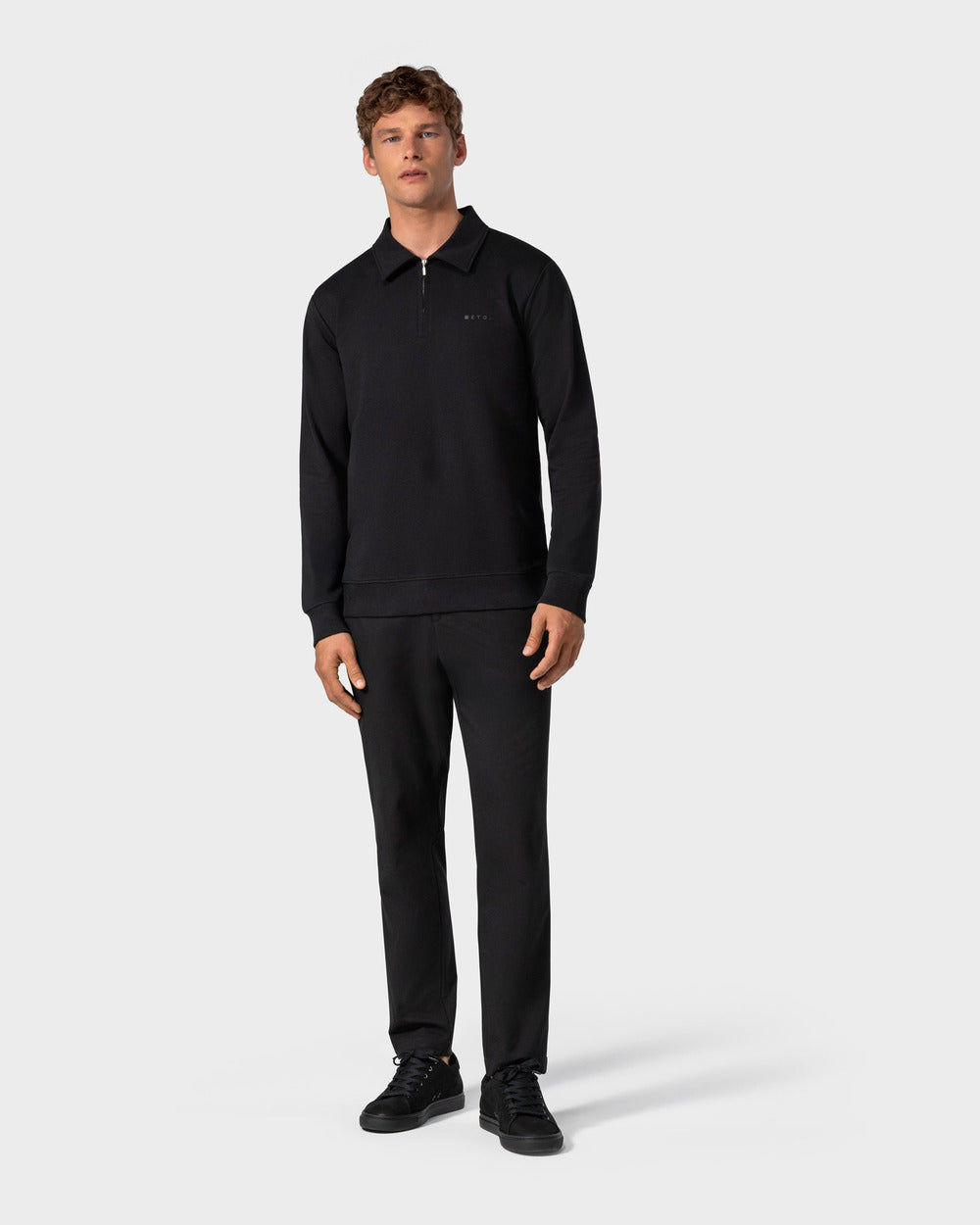 SW 02 Marked Half Zip Black 2.0 – half zip sweatshirt in black stretch cotton, photo 9