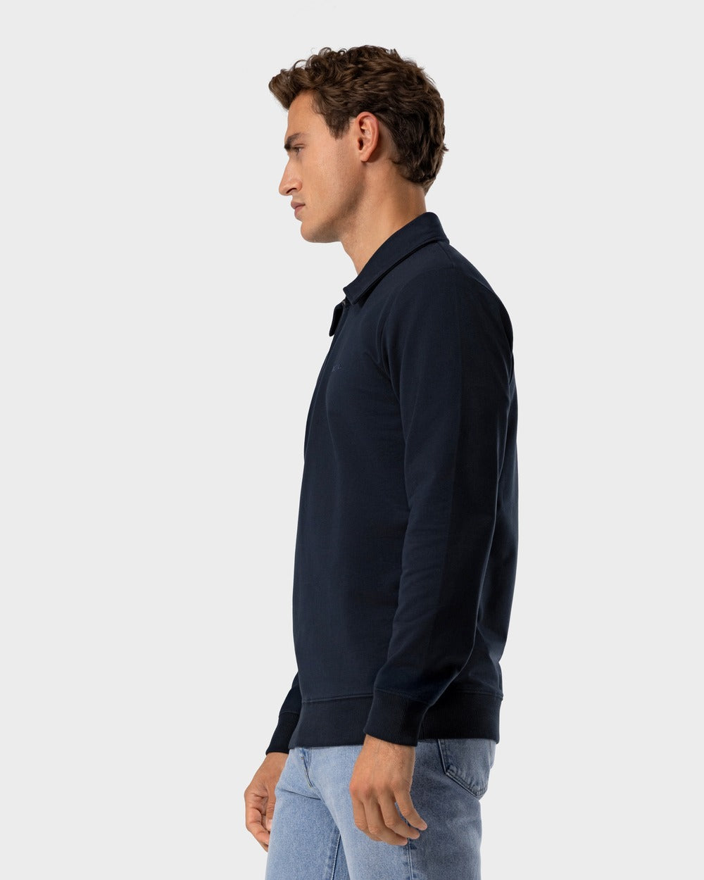 SW 02 Marked Half Zip Blueberry 2.0 – half zip sweatshirt in blue stretch cotton, photo 4
