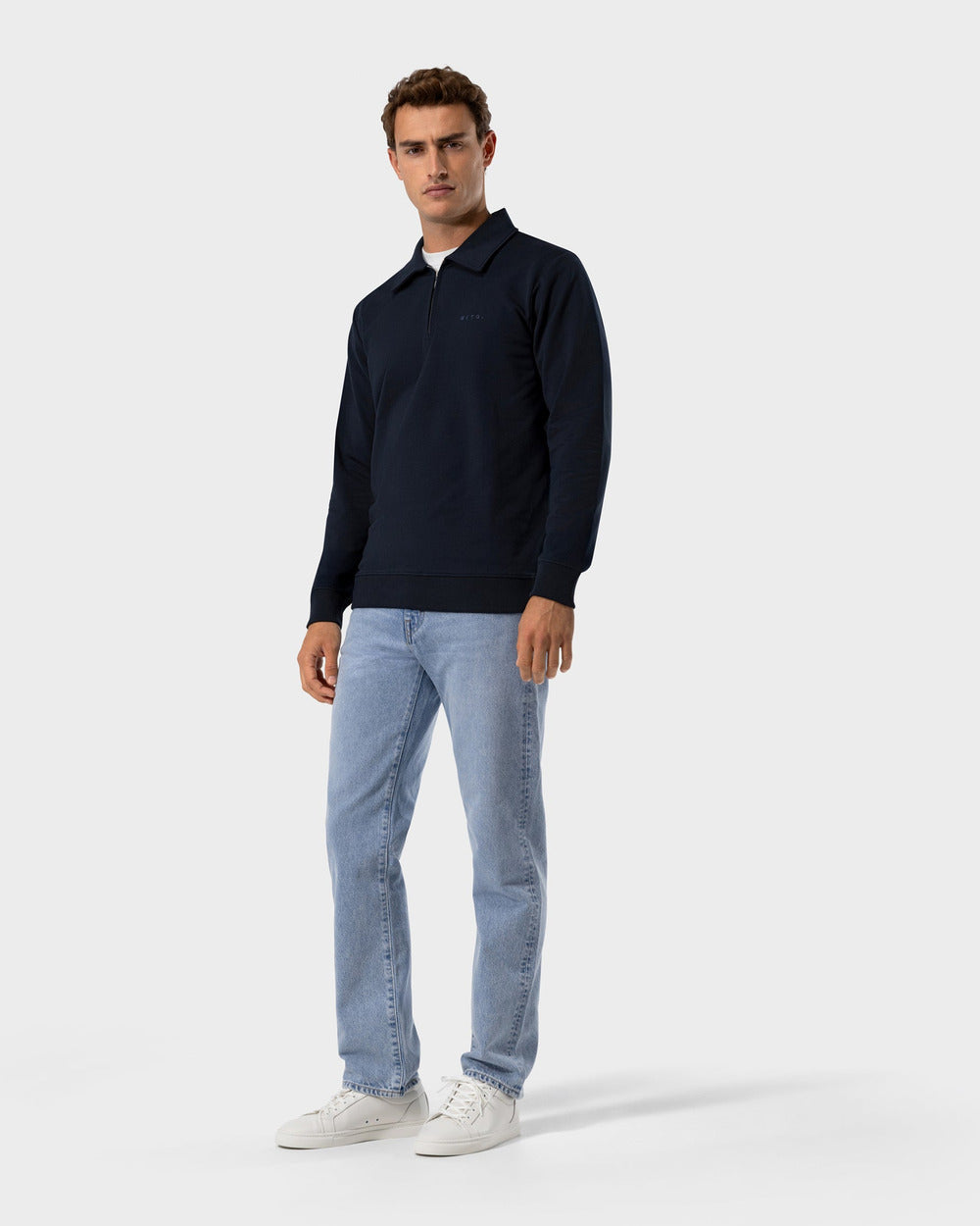 SW 02 Marked Half Zip Blueberry 2.0 – half zip sweatshirt in blue stretch cotton, photo 6