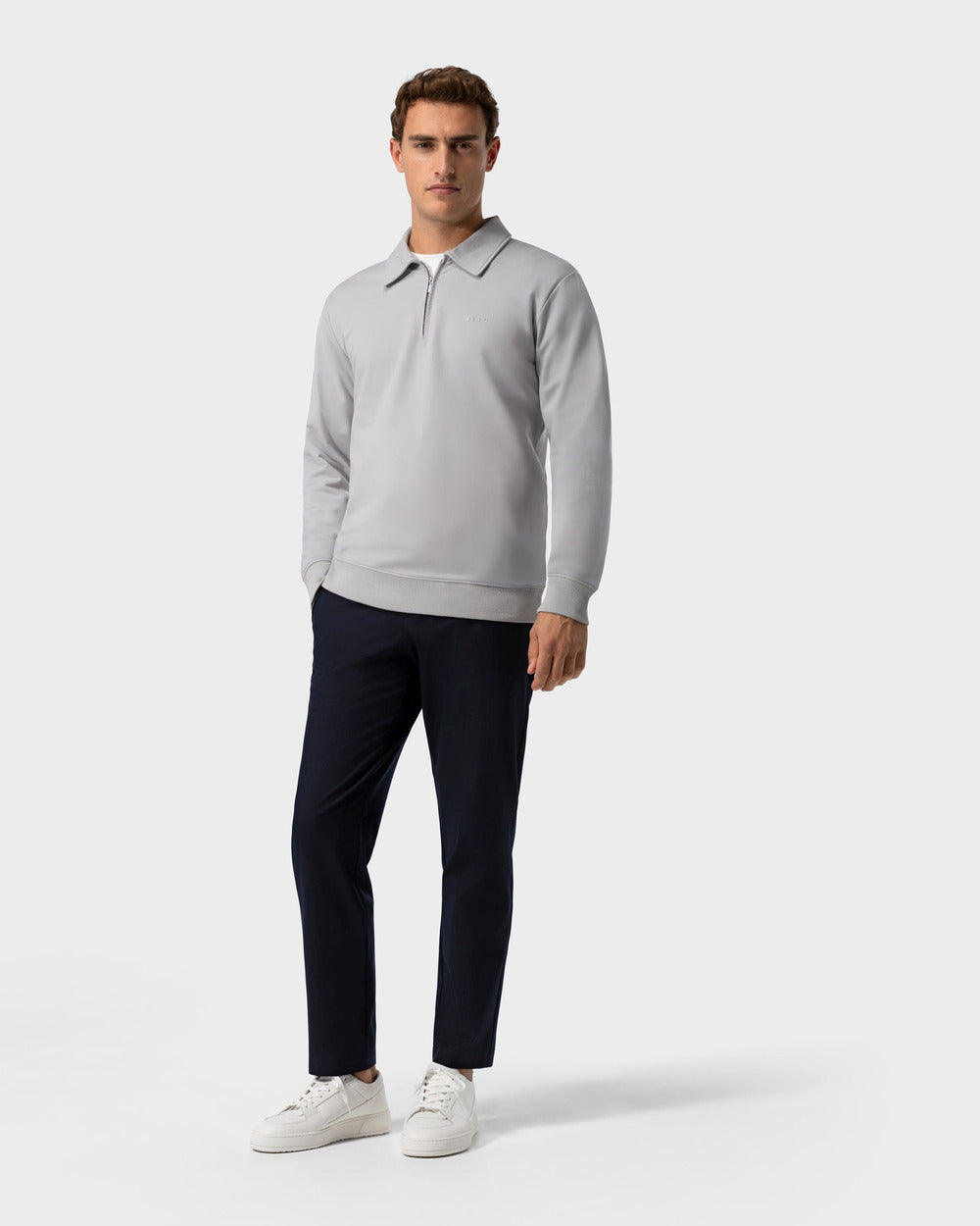 SW 02 Marked Half Zip Cement Grey 2.0 – half zip sweatshirt in grey stretch cotton, photo 7