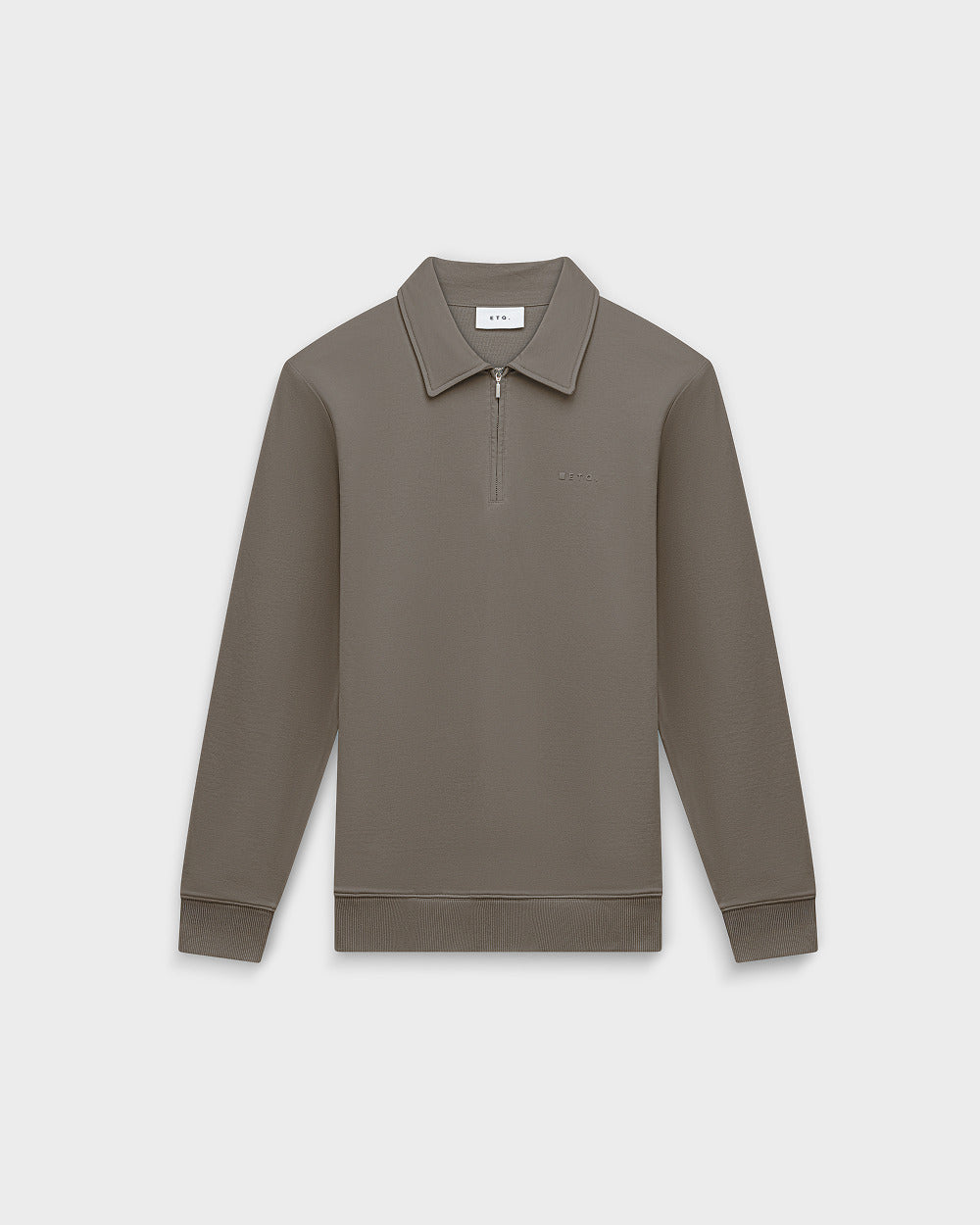 SW 02 Marked Half Zip Desert Taupe 2.0 – half zip sweatshirt in taupe stretch cotton
