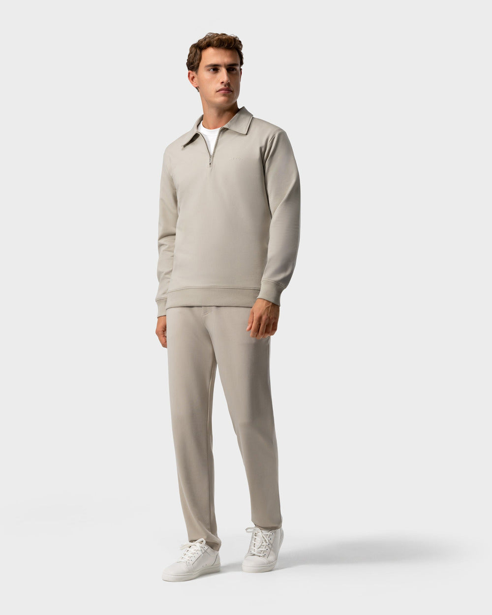 SW 02 Marked Half Zip Sand 2.0 – half zip sweatshirt in beige stretch cotton, photo 7