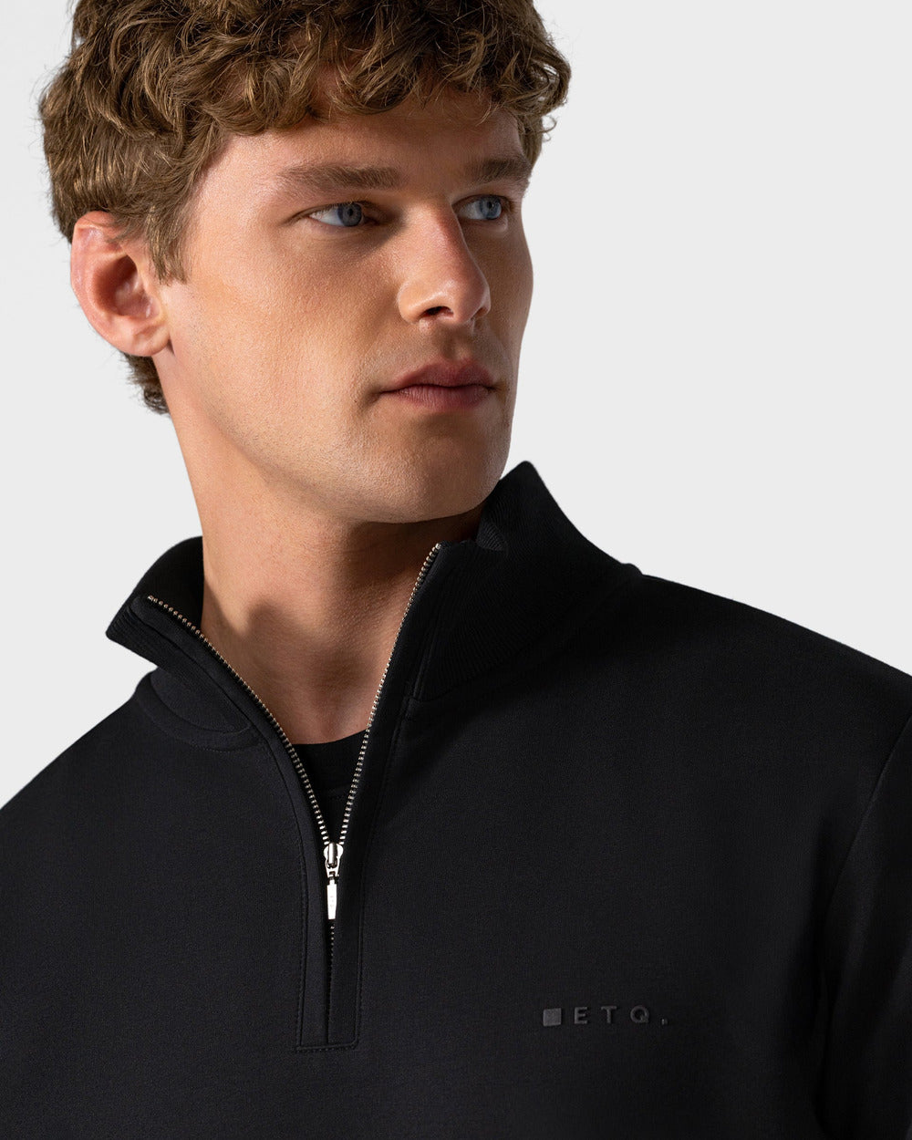 SW 03 Marked Half Zip Black – half zip sweatshirt in black stretch cotton, photo 5