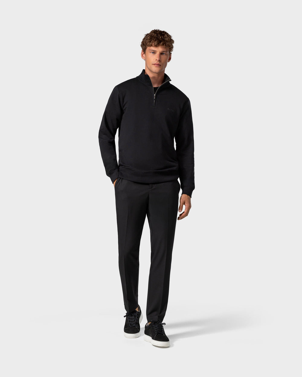 SW 03 Marked Half Zip Black – half zip sweatshirt in black stretch cotton