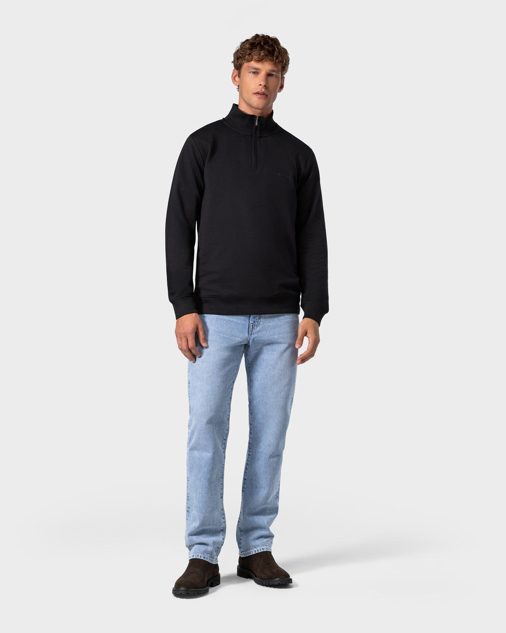 SW 03 Marked Half Zip Black – half zip sweatshirt in black stretch cotton, photo 10