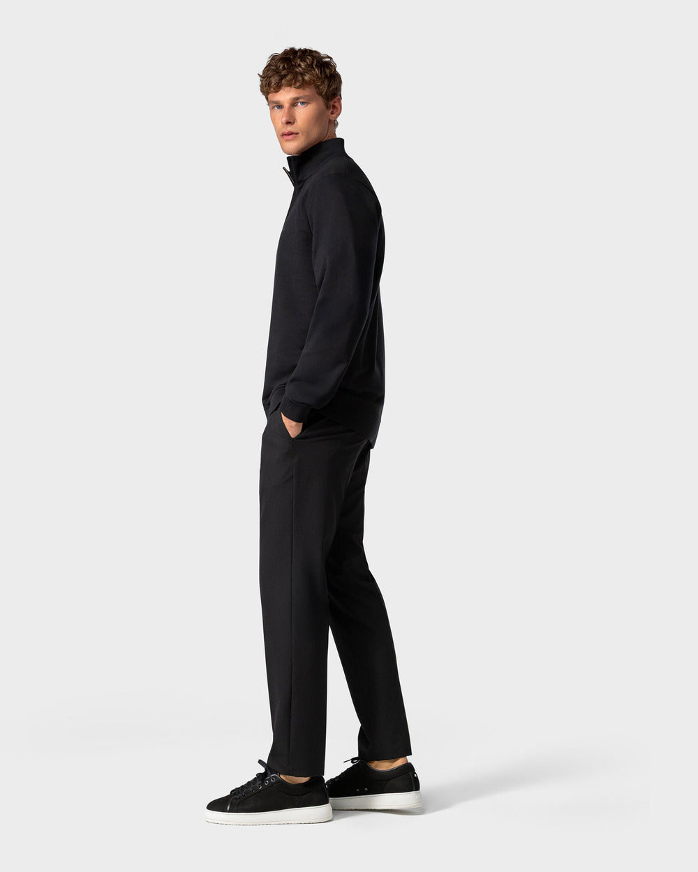 SW 03 Marked Half Zip Black – half zip sweatshirt in black stretch cotton, photo 11