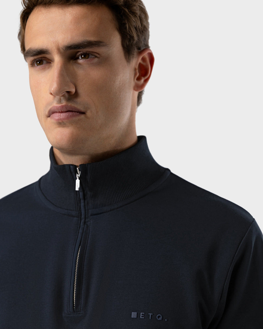 SW 03 Marked Half Zip Blueberry – half zip sweatshirt in blue stretch cotton, photo 4