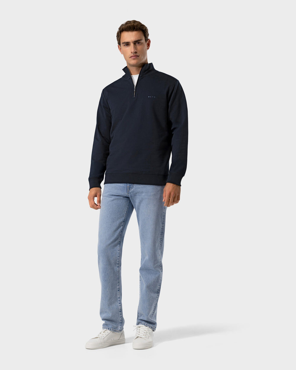 SW 03 Marked Half Zip Blueberry – half zip sweatshirt in blue stretch cotton, photo 7