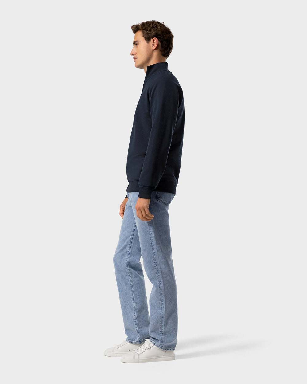 SW 03 Marked Half Zip Blueberry – half zip sweatshirt in blue stretch cotton, photo 8